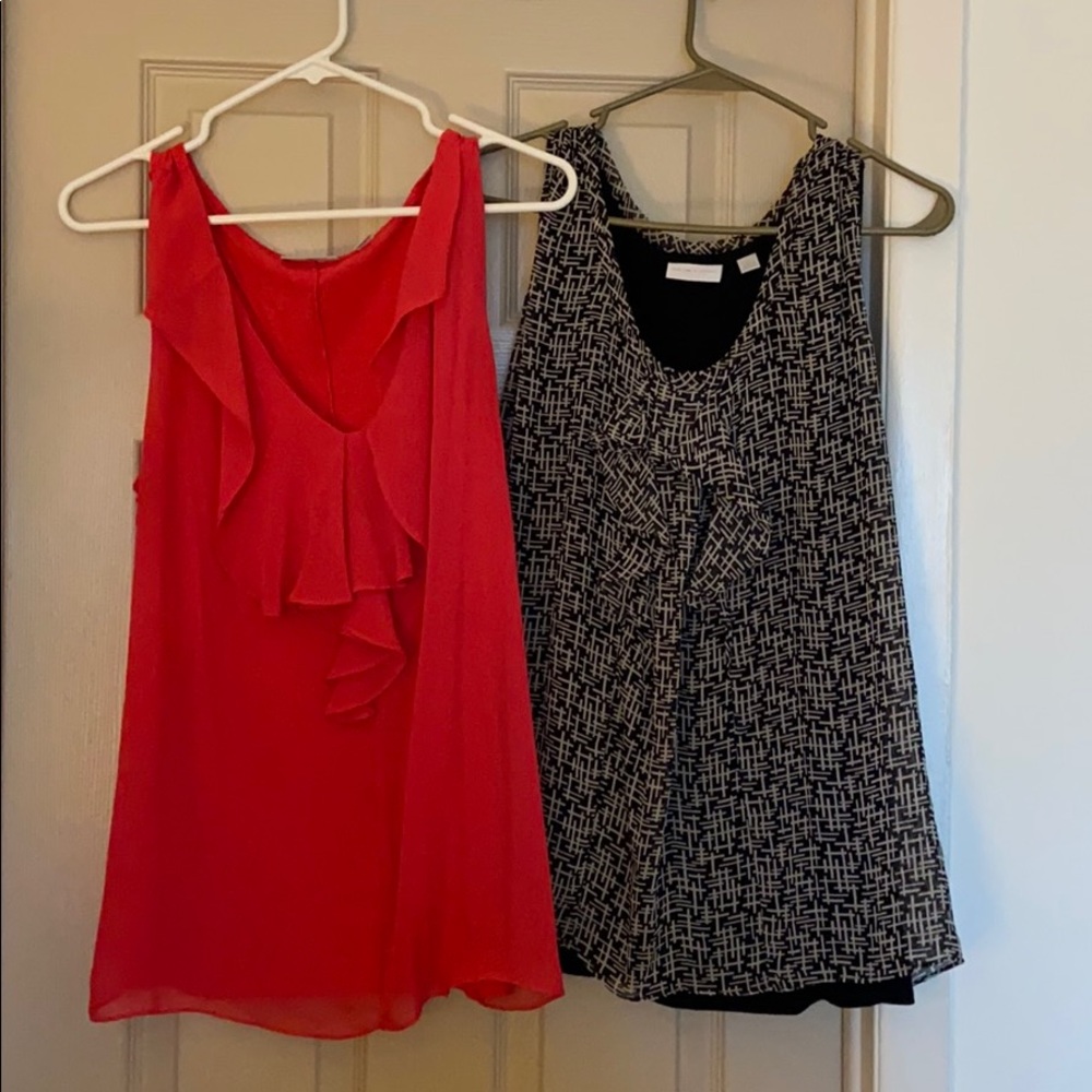 (2) XL Ruffle front sleeveless tops